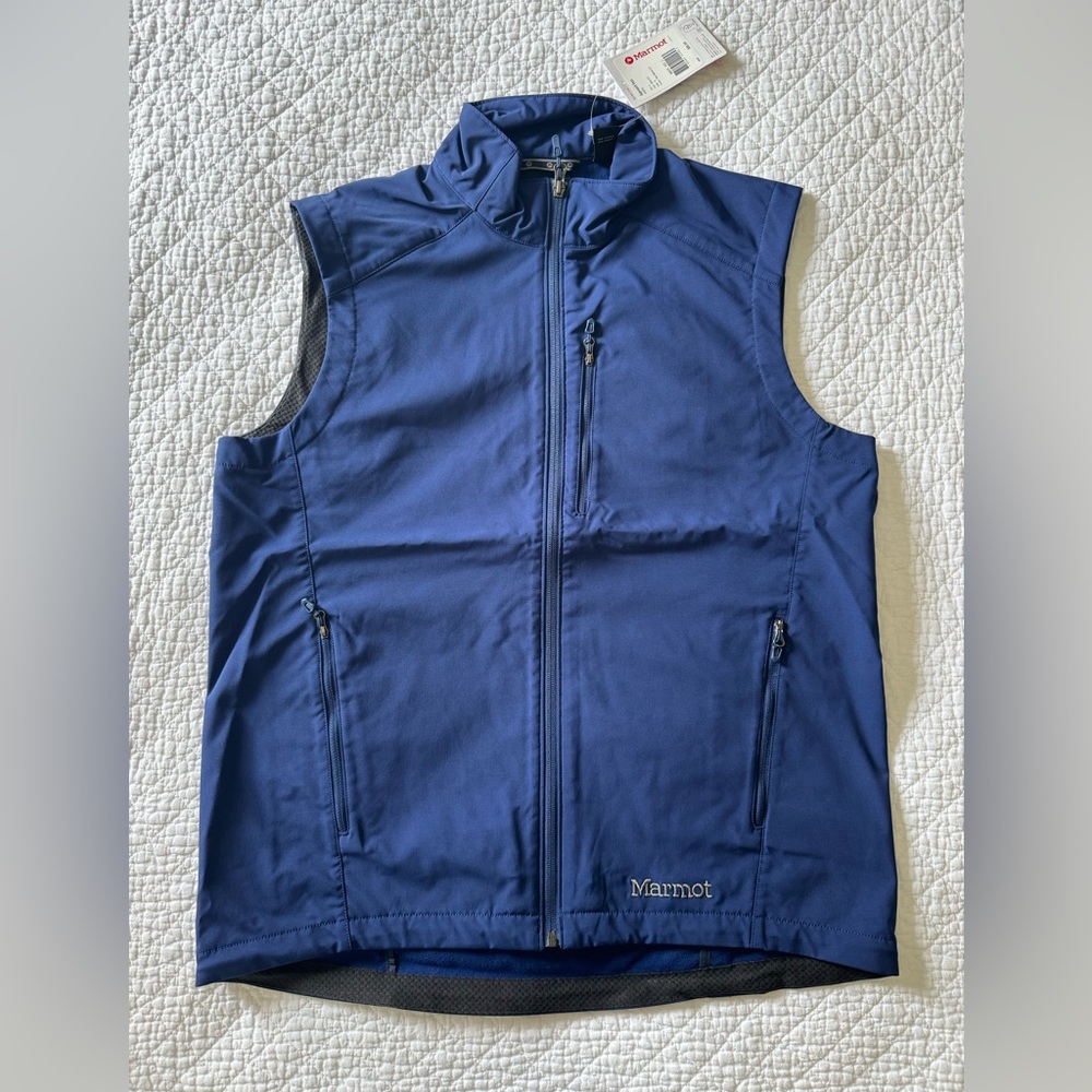 NEW MARMOT Approach Royal Blue Vest Water Repellent Breathable Men's LARGE NWT
